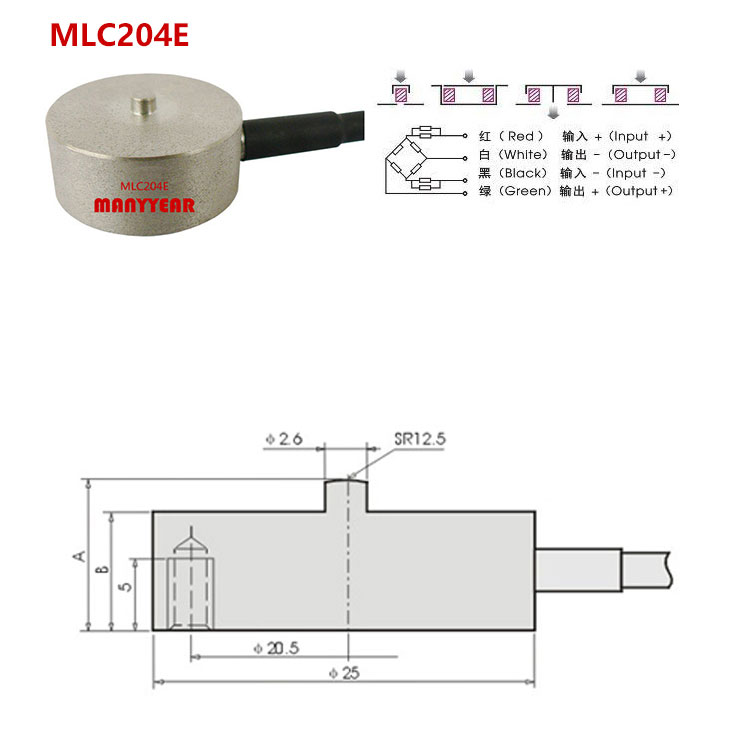 MLC204E 纽扣式微型测力传感器-深圳市瑞年科技有限公司